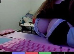 Teta grande, Adolescente, Brinquedo, Espião, Dedos, Webcam, Dildo, Selvagem, Flashar, Provocando