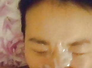 THICK facial on Asian hotties face