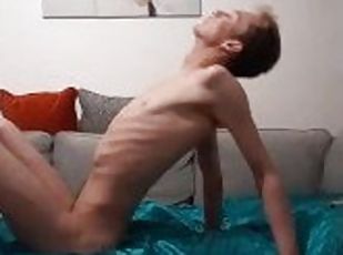 Very very skinny lad shows off his skinny hot ribs and flexibility skills