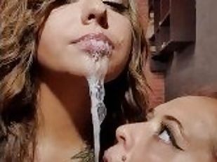 Spit in my mouth please" hot lesbians kissing and spitting