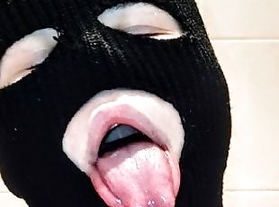 Long tongue and a lot of saliva fetish Fuck me in the mouth