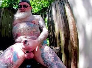 Inked Daddy Bear Playing in the Woods