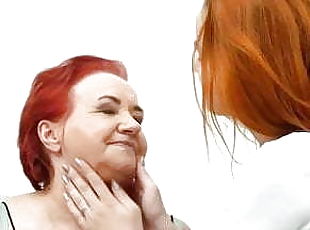 Redhead Russian sexiest granny has sex with russian girl