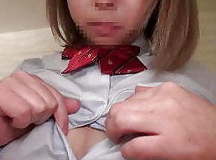 Perfect G cup boobs in a Japanese school girl uniform!