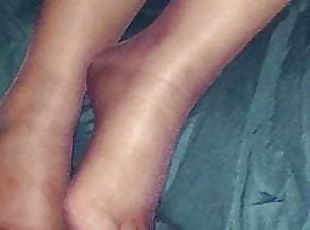 My wife in sexy purple stockings