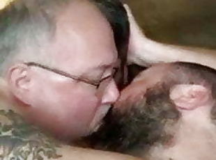 Sensuous Deep FRENCH KISSING by Three Mature Bears + 2 BJs