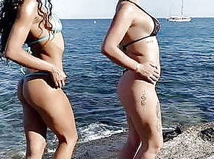 Bir kişiye oral seks yapmak, Avrupalı, Sarışın, Euro, Bikini, Esmer kadın