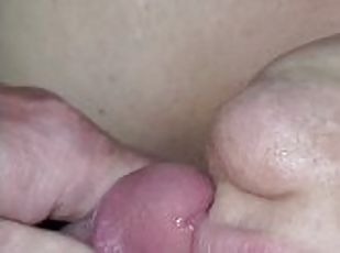 the wife getting her tongue and mouth filled with her favorite fresh cream .