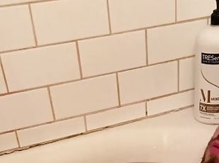 Cute guy strip into bath. Can’t cum but that is ok.