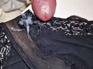 Jerking off Dirty wife panties CUMPILATION Huge Cumshots POV