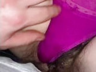 Goth hairy pussy moans from dick slipping out and back in