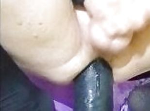 Trans Girl Ride Huge XXL Black Dildo