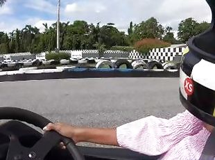 Cute Thai amateur teen girlfriend go karting and recorded on video after