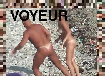 public, hardcore, cam, plage, voyeur, bout-a-bout