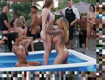 Group of wild Brazzers sluts getting fucked outdoors