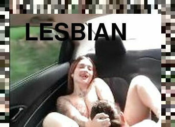 lesbian has good sex with her neighbor in uber