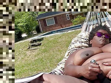 Masturbating in the hammock