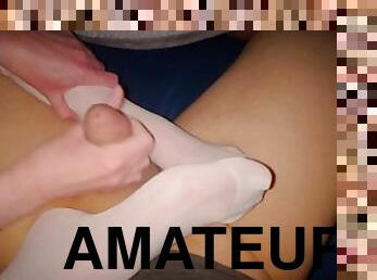 amateur, ejaculation-sur-le-corps, branlette, pieds, point-de-vue, ejaculation, fétiche, blanc