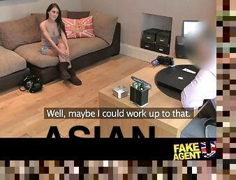 FakeAgentUK Tight young half asian refuses anal but gets big orgasm