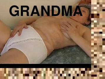 Omapass grandma masturbates hairy pussy with toys and granpa