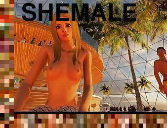 Shemale fucks babe in 3d sex game!
