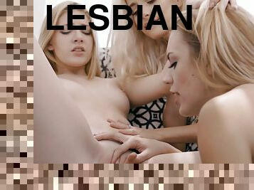 Three blondes make lesbian love it with a passion