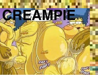 Marge Recibe Doble Penetracion Con Creampie - The Simpsons Hentai