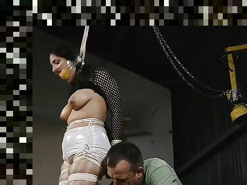 asiatique, gros-nichons, amateur, bdsm, ligotée, bâillonnement, bondage, humiliation, brunette