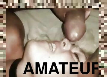 amador, interracial, gangue, loira, batendo