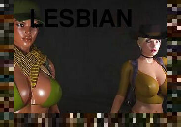 Lesbian futanari threesome adventure animation in egypt