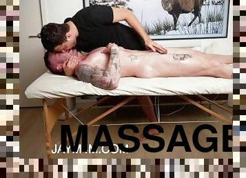 Kissing and pleasing Straight guy during massage