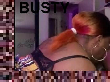 Busty Ebony Slut Licks Her Mans Ass And Balls