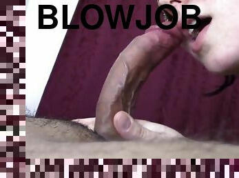 Sensual blowjob with cum in mouth