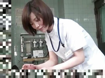 Subtitled cfnm japanese female doctor gives patient handjob