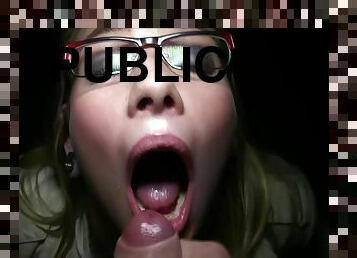 utomhus, publik, amatör, avsugning, pov