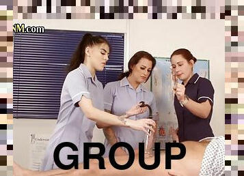 masturbação, enfermeira, doutor, punheta, sexo-em-grupo, gozando, cfnm, hospital, uniforme, domínio-feminino