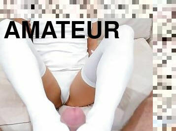 asiatique, collants, chatte-pussy, écolière, amateur, japonais, bas, culotte, collège, ejaculation