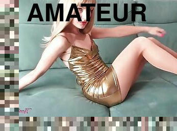 gros-nichons, collants, amateur, ados, blonde, bout-a-bout, fétiche, en-nylon, talons-hauts, taquinerie