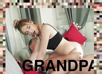 Old grandpa loves to fuck in wet pussy after seducing her