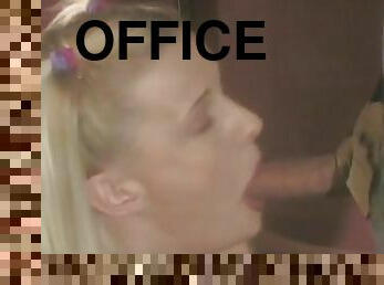 Blond Nympho With Round Tits Rides A Big White Dick In Office
