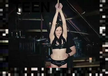 Rope bondage teen slapped and punished in sensual bdsm sex
