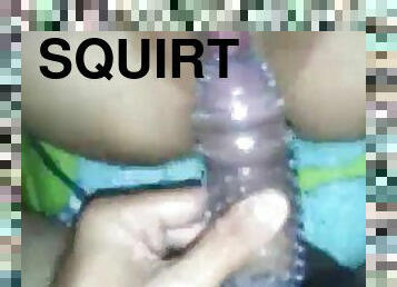 Squirt using a spike condom