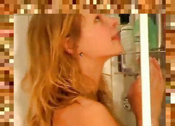 Beauty blonde at shower