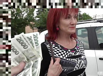 Ginger czech MILF agrees to fuck with me for money