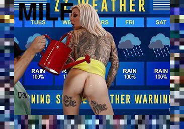 Crazy weather report with gorgeous MILF Karma RX