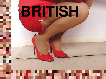 strumpbyxor, sekreterare, under-kjolen, trosor, brittisk, underkläder, fetisch, nylon