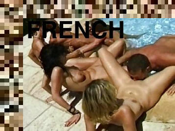 French group fuck at the pool party