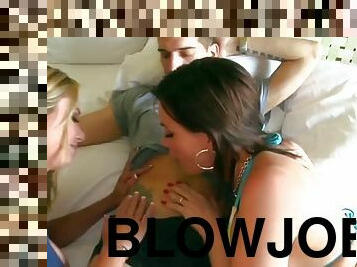 Gorgeous porno babes service random cock before brutal sex