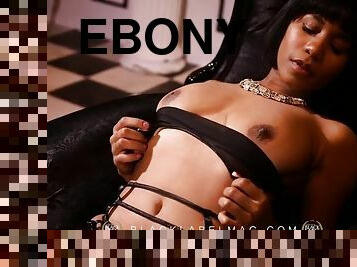 Ebony beauty teases in lingerie