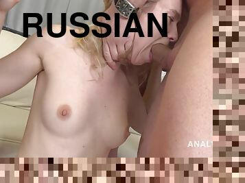 russo, magro, anal, chupanços, adolescente, garganta-funda, duplo, ejaculação, rabo, bolas